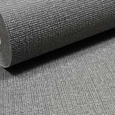 Sophie Laurence Plain Black Wallpaper Linen Effect Textured Free Match Paste The Wall from B&Q