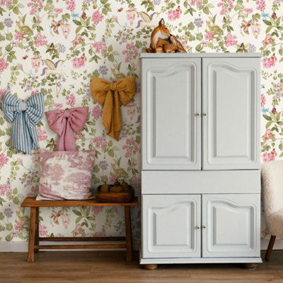 Sophie Laurence Kids Fairies Cream Wallpaper Multi Unicorns Dragons Floral Birds Girls Bedroom from B&Q