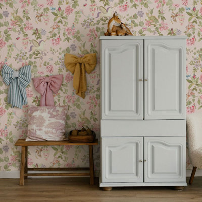 Sophie Laurence Kids Fairies Pink Wallpaper Multi Unicorns Dragons Floral Birds Girls Bedroom from B&Q