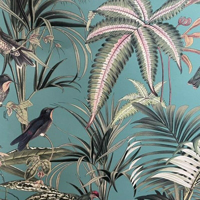 Sophie Laurence Tropical Birds Pistachio Wallpaper from B&Q