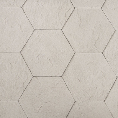 Sophie Laurence Rasch Grey Brown Wallpaper Mix Taupe Hexagon Brick Tile Wall Effect Textured from B&Q