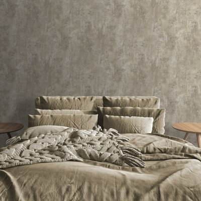 Muriva Plain Cream Distressed Stone Concrete Effect Cove Texture Feature Wallpaper from B&Q