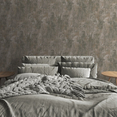 Muriva Plain Neutral Patina Distressed Stone Concrete Effect Cove Texture Wallpaper from B&Q