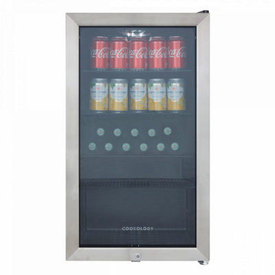 Cookology Cbc98Ss 98L Under Counter Drinks FridgeStainless SteelAdjustable TempLed LightEnergy Efficient from B&Q