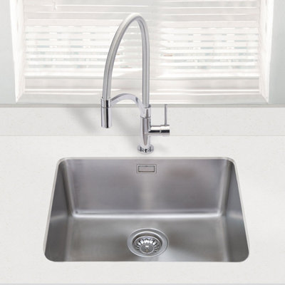Cookology Parma Single Bowl Undermount Sink With Kitchen Waste Strainer - Stainless Steel