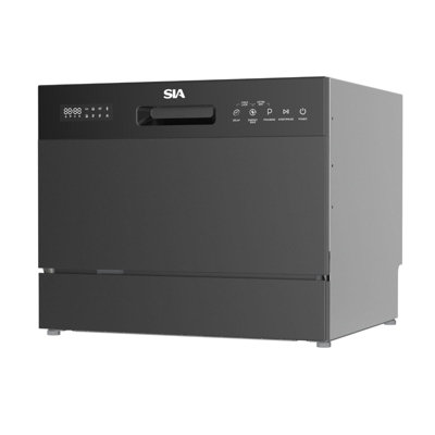Sia Unisex Black Table Top Dishwasher, 6 Place Settings, 8 Programs, - Ttd6bl Large - Image 2