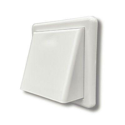 Airtech-Uk White Cowl Outlet Grille Wall Vent 150mm/6" Round Rear Spigot And Wind Baffle Back Draught Shutter from B&Q
