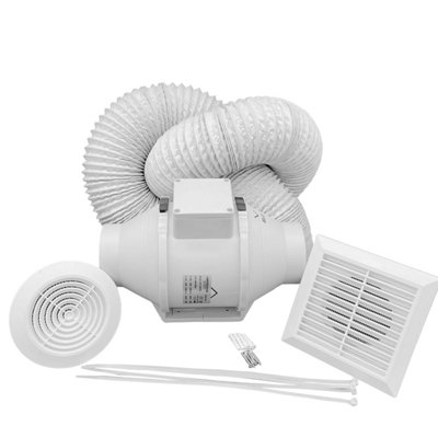 Airtech-Uk Flowmax Elite Inline Bathroom Extractor Fan Kit  4" 100mm Timer2-SpeedSilent High Power Ceiling Loft Mounted from B&Q
