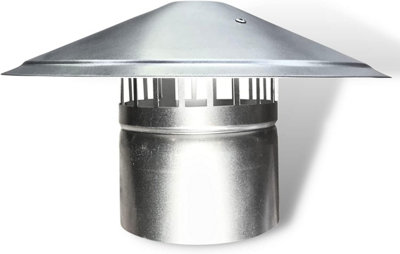 Airtech-Uk Stainless Steel Roof Cowl 150mm Ducting Pipe Woodburner Flue Liner Ventilation Pipe Rain Hat Chimney Pot  (150mm/6") from B&Q