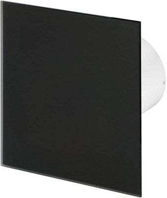 Airtech-Uk Black Bathroom Extractor Fan 100 Mm / 4" Glass Decorative Front Panell With Pull Cord Size 28