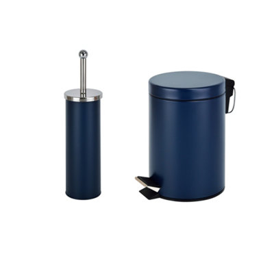Innoteck Essentials 3L Pedal Bin And Toilet Brush SetMatt Blue from B&Q