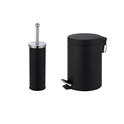Innoteck Essentials Pedal Dustbin And Toilet Brush With Holder SetBlack. from B&Q