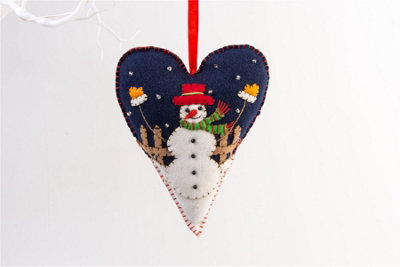 Handmade Felt Snowman Heart Christmas Tree Hanging Decoration16 Cm from B&Q