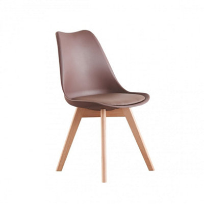 Life Interiors Lorenzo Padded Dining Chair, Tulip Chair For Lounge Office Dining Room Kitchen, Single, Brown