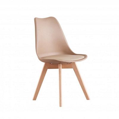 Life Interiors Lorenzo Padded Dining Chair, Tulip Chair For Lounge Office Dining Room Kitchen, Single, Vanilla