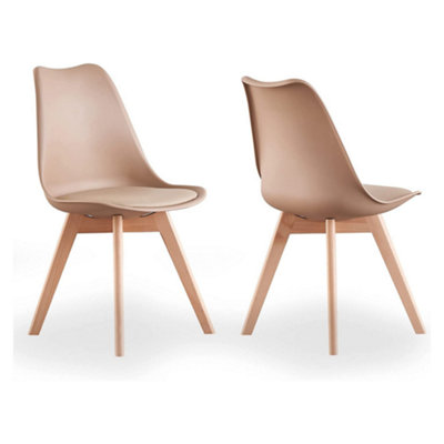 Life Interiors Lorenzo Padded Dining Chairs, Tulip Chair For Lounge Office Dining Room Kitchen, Set Of 2, Vanilla