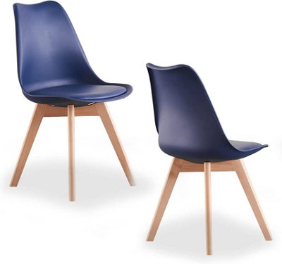 B&Q -  Lorenzo Padded Dining ChairTulip Chair For Lounge Office Dining Room KitchenSet Of 2Royal Blue
