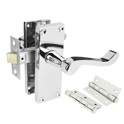 Z06 Victorian Scroll Door Handle PacksChrome75mm Latch & HingesHandlestore from B&Q