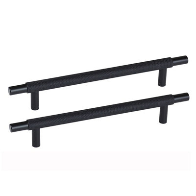 HandleStore Ch445 Knurled T Bar Pull HandleMatt Black160mm CentresPack Of 1 from B&Q