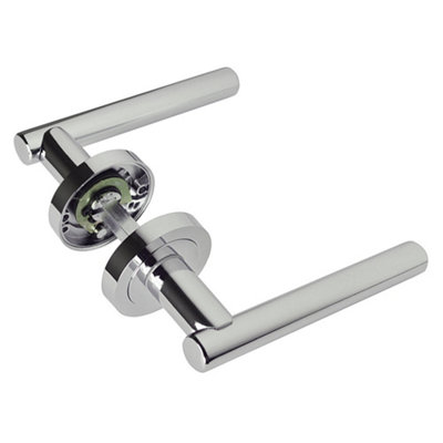 Z14 T-Bar Lever Rose Door HandlePolished ChromeHandlestore from B&Q