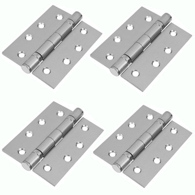 H22 Ball Bearing Door Hinges In A 4 Inch Size (100mm)Satin Chrome Finish2 PairsHandlestore from B&Q