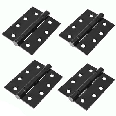 H22 Ball Bearing Door Hinges In A 4 Inch Size (100mm)Matt Black Finish2 PairsHandlestore from B&Q