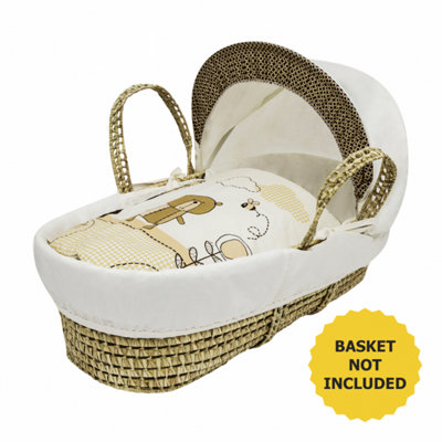 Kinder Valley Tiny Ted Baby Moses Basket Bedding Set For Newborn Baby Girls And Boys Cream Shopping