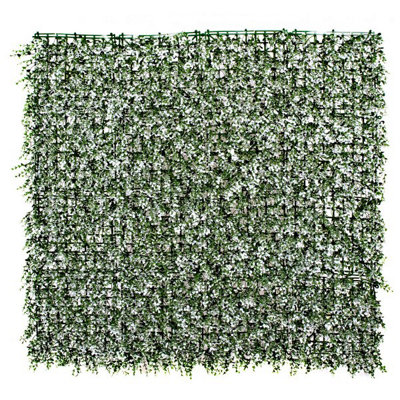 Greenbrokers Green/White Brokers Artificial Wall Hedge With Leaf Foliage (Pack Of 4) - Uv Stable Vertical Garden Small
