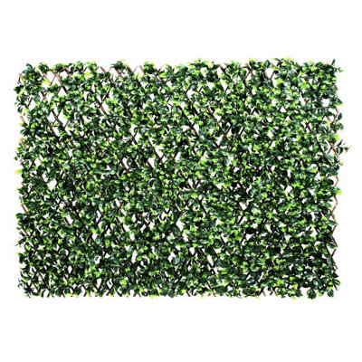 GreenBrokers Artificial Expanding Green Wall Trellis Willow Fence With Variegated Green Leaf Foliage (1M X 2M) -Uv Stable from B&Q