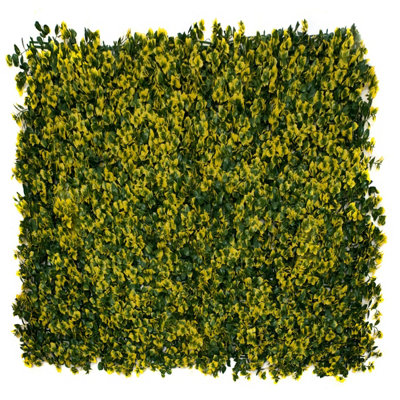 Greenbrokers Green/Yellow Brokers Artificial Plant Wall Hedge With Leaf Foliage-Uv Stable (Pack Of 4) (1M X 1M) Size 4