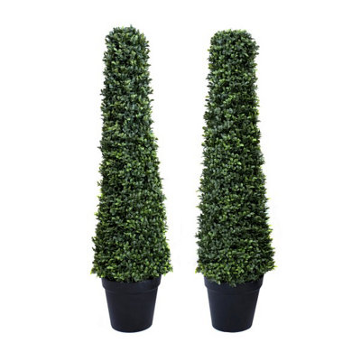 Greenbrokers Artificial Boxwood Topiary Cone Shaped Tree (Set Of 2) 100Cm Black