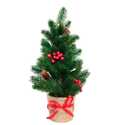 Greenbrokers Mini Artificial Pine Christmas Tree 43Cm With Led Lights In Pot from B&Q