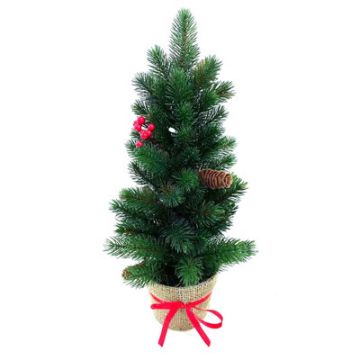 Greenbrokers Mini Artificial Pine Christmas Tree 50Cm With Led Lights In Pot from B&Q