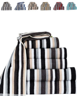 TheWhiteWater Limited Gift Bale Set Of 6 Pcs Black Towels 100% Natural Cotton from B&Q