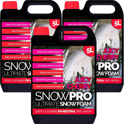 Pro-Kleen Snowpro Snow Foam Shampoo Car Wash 15L Soap Ph Neutral Vehicle Cleaning Detailing Pre Wash Cherry Fragrance from B&Q