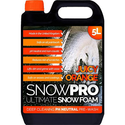 Pro-Kleen Snowpro Snow Foam Shampoo Car Wash Soap 5L Ph Neutral Vehicle Cleaning Detailing Pre Wash Orange Fragrance from B&Q