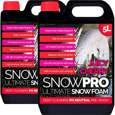 Pro-Kleen Snowpro Snow Foam Shampoo Car Wash 10L Soap Ph Neutral Vehicle Cleaning Detailing Pre Wash Cherry Fragrance from B&Q