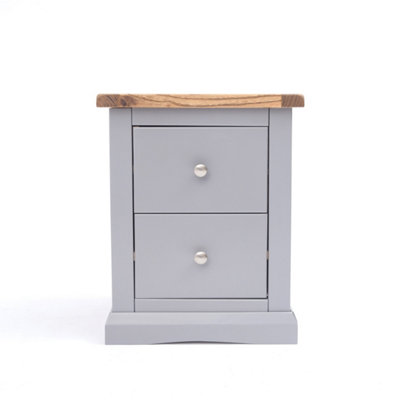 Cabinet Bits Rocca 2 Drawer Bedside Table Chrome Knob Grey