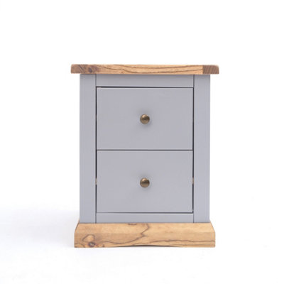 B&Q -  Biccari 2 Drawer Bedside Table Brass Knob