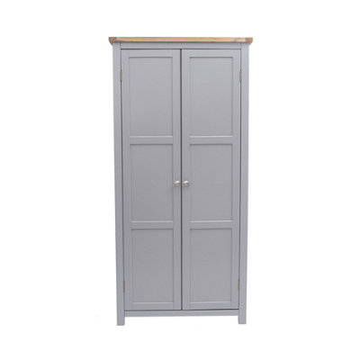 Cabinet Bits Mirano 2 Door Wardrobe Chrome Knob Grey