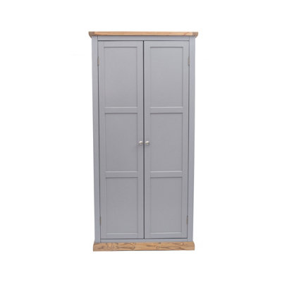 Cabinet Bits Biccari 2 Door Wardrobe Chrome Knob Grey