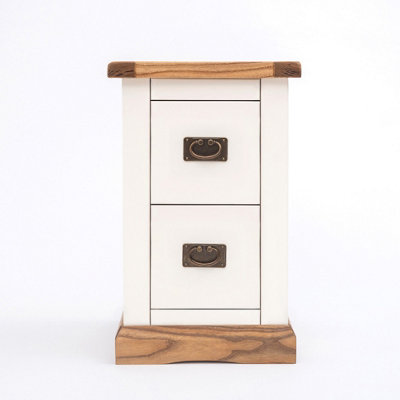 B&Q -  Tropea 2 Drawer Petite Bedside Table Brass Drop Handle