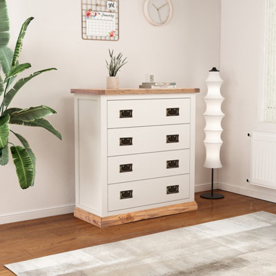 Cabinet Bits Tropea 4 Drawer Chest Of Drawers Bras Drop Handle White