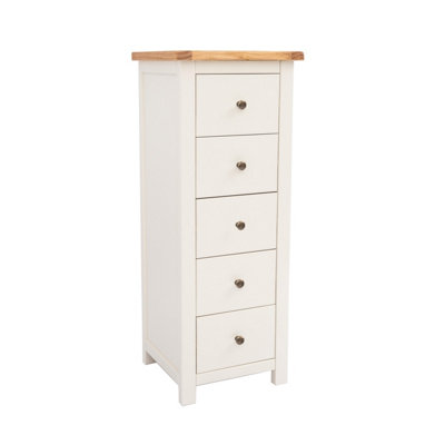 B&Q -  Maggiori 5 Drawer Narrow Chest Of Drawers Brass Knob