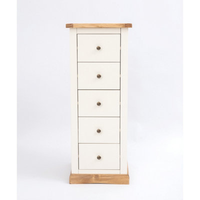 B&Q -  Trevi 5 Drawer Narrow Chest Of Drawers Brass Knob
