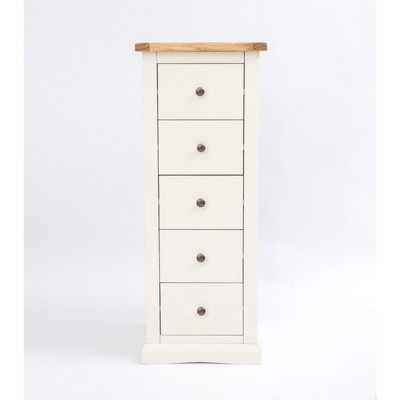 B&Q -  Castelli 5 Drawer Narrow Chest Of Drawers Brass Knob
