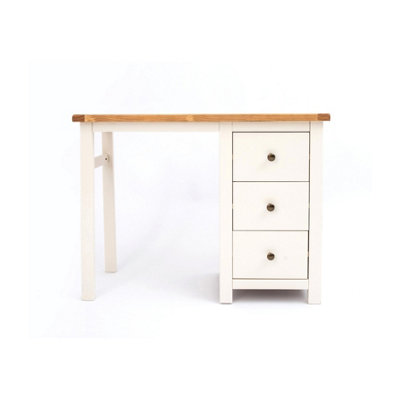 Cabinet Bits Maggiori 3 Drawer Desk - Dressing Table Brass Knob White