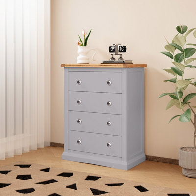 Cabinet Bits Rocca 4 Drawer Chest Of Drawers Chrome Knob Grey