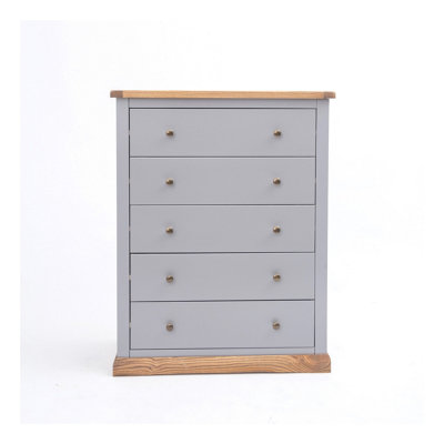 B&Q -  Bicarri 5 Drawer Chest Of Drawers Brass Knob