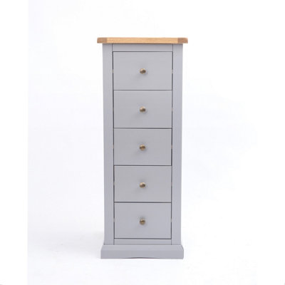 B&Q -  Rocca 5 Drawer Narrow Chest Of Drawers Brass Knob